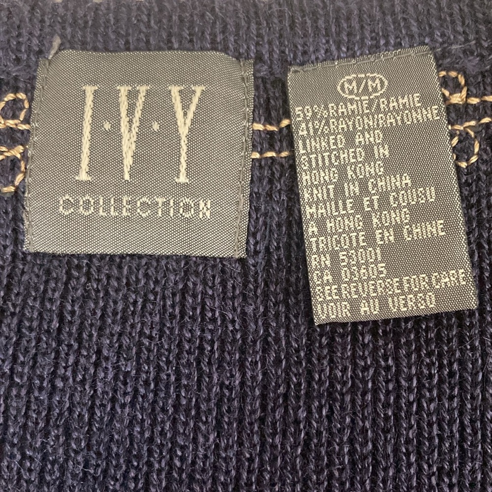 I.V.Y. Collection Vest Women Size M Navy & Tan Button Front - Picture 8 of 9
